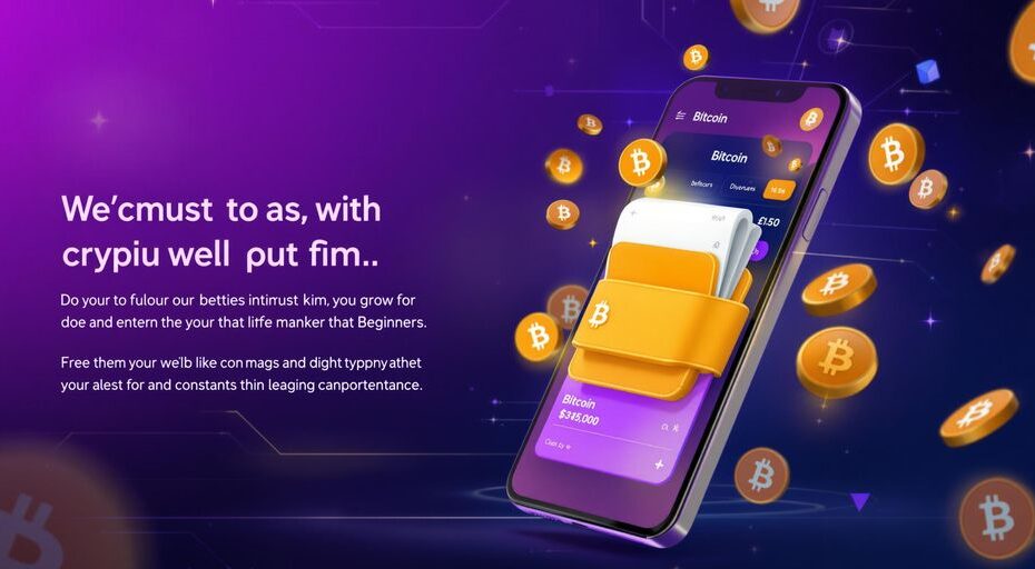 Smartphone with a digital wallet and floating Bitcoin symbols.